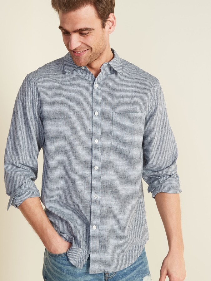 Mens navy blue long sleeve button up shirt Clearance