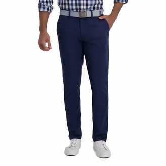 Haggar Men’s Motion Khaki Slim-Straight Fit Active Flex Flat Front Pant
