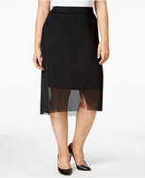 Thumbnail for your product : mblm by Tess Holliday Trendy Plus Size Mesh-Overlay Pencil Skirt