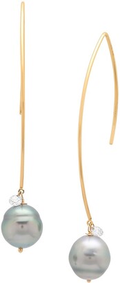 Samira 13 18K Yellow Gold, 9MM Baroque Pearl & Diamond Threader Hoop Earrings