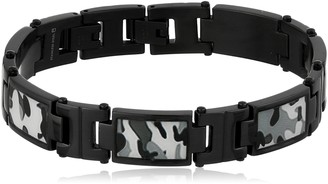 Cold Steel Bracelet with Gray Camouflage and Black Link Bracelet