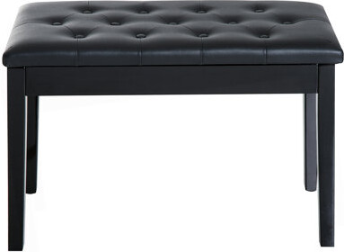 Piano Bench, Duet Piano Chair With Faux Leather Padded Cushion And Wooden Frame, Button Tufted Keyboard Bench, Black
