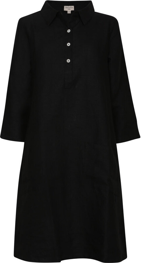 Nologo-Chic Women's Up Town Linen Shirt Dress Black - ShopStyle