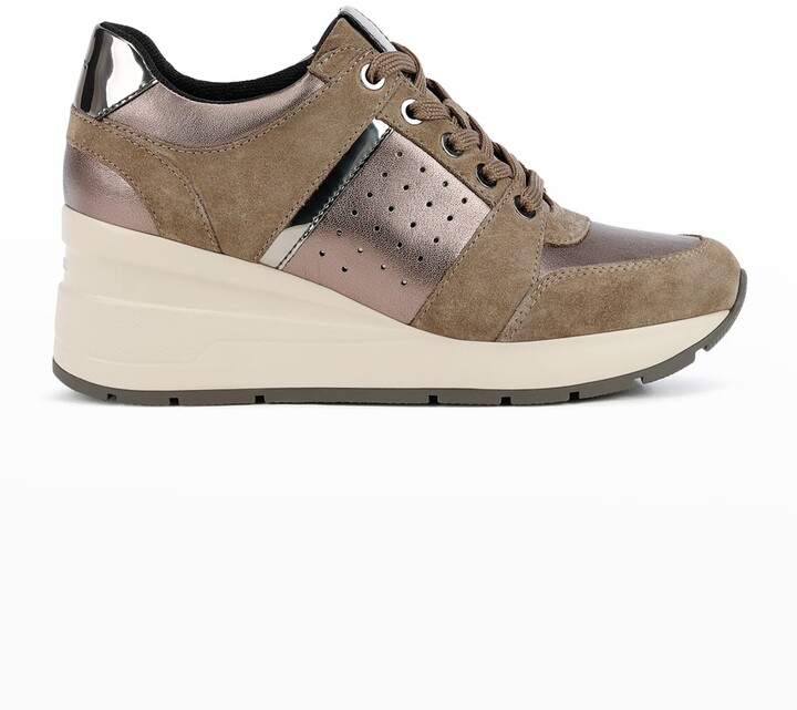 Geox Zosma Metallic Leather Wedge Fashion Sneakers - ShopStyle