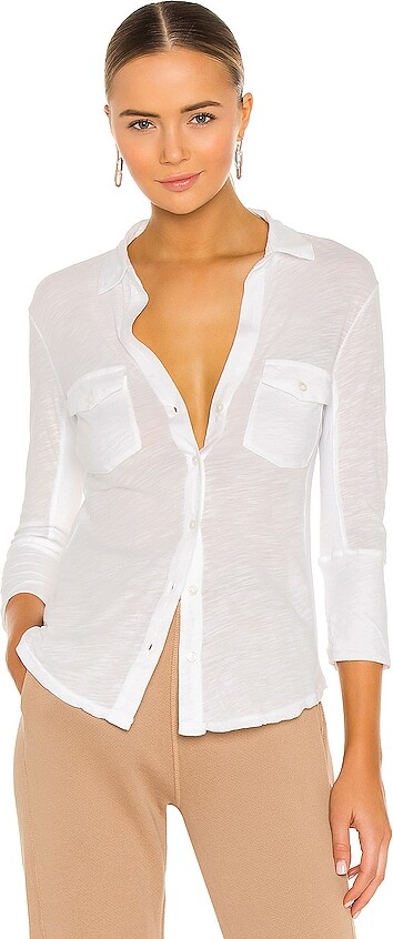 James Perse Slub Side Panel Button Front Shirt