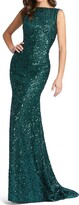 Thumbnail for your product : Mac Duggal Sequin Drape Back Trumpet Gown