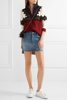 Thumbnail for your product : Mother The Step Distressed Stretch-denim Mini Skirt - Mid denim