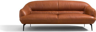 Orren Ellis Leonia Cognac Leather Sofa