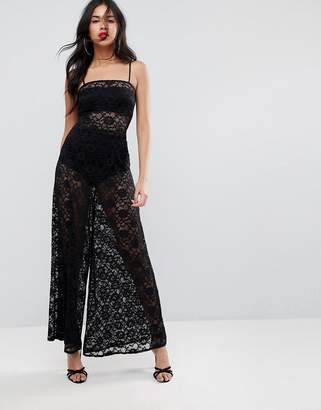 ASOS Design Jumpsuit in Lace with Wide Leg