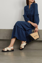 Thumbnail for your product : Cefinn Suki Ruffled Tiered Checked Organic Cotton And Lenzing Ecovero-blend Seersucker Midi Dress - Navy - UK 8