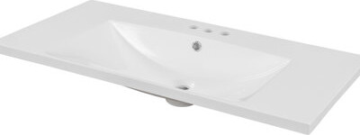 Hokku Designs 36" Ceramic Bathroom Vanity Surface With White Basin, 3 Pre-Drilled Faucet Holes, 18" D X 6.6" H, Modern Design, Easy To Install Top, Max Water Capaci
