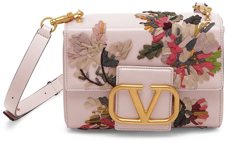 Ladies Fx Leather Floral Satchel Bag Flower Shoulder Bag Handbag Grab Bag M7538 