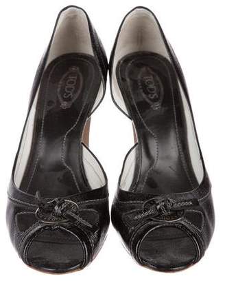 Tod's Patent Leather Peep-Toe Pumps