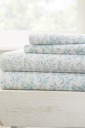IENJOY HOME The Home Spun Premium Ultra Burst of Vines Pattern 4-Piece Queen Bed Sheet Set - Light Blue