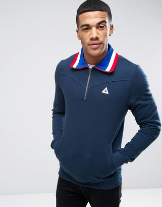 Le Coq Sportif 1/4 Zip Sweatshirt In Blue 1621886
