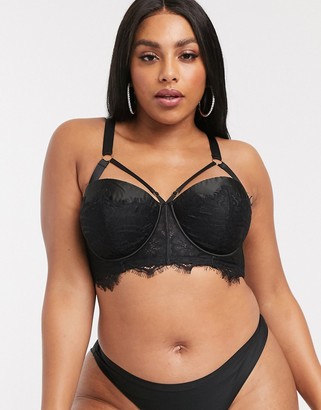 Playful Promises X Gabi Fresh lace overlay strapping detail bra in black