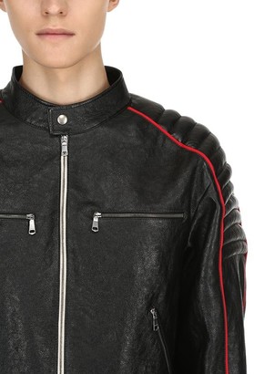 Gucci Logo Printed Leather Moto Jacket