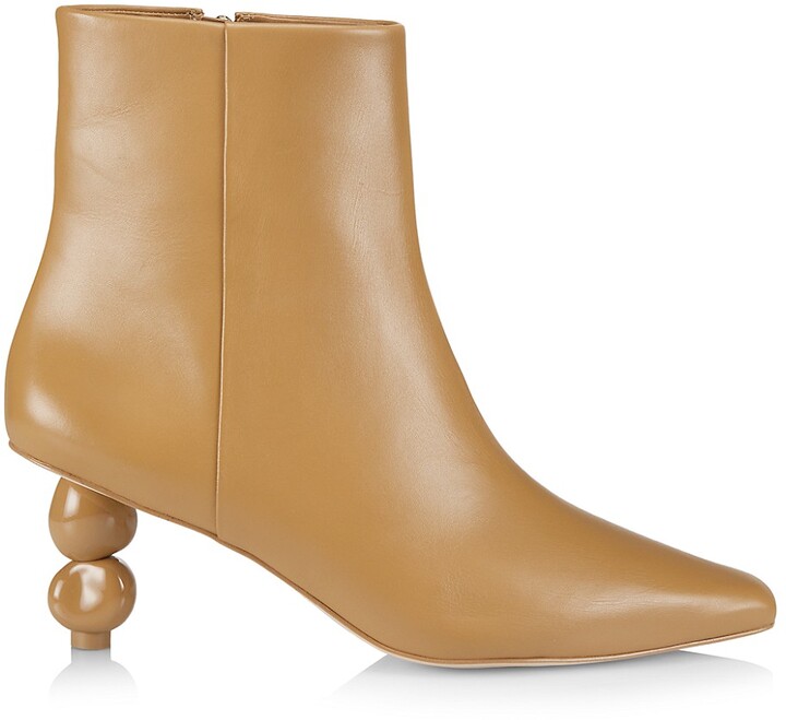 camel leather ankle booties