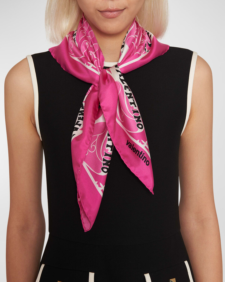 Manifesto Bandana Silk Bandeau Scarf for Woman in Ivory/pink Pp