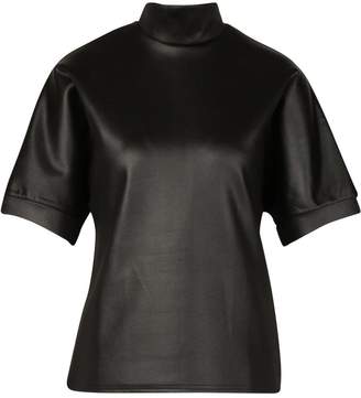 boohoo Leather Look Turtle Neck Batwing Top