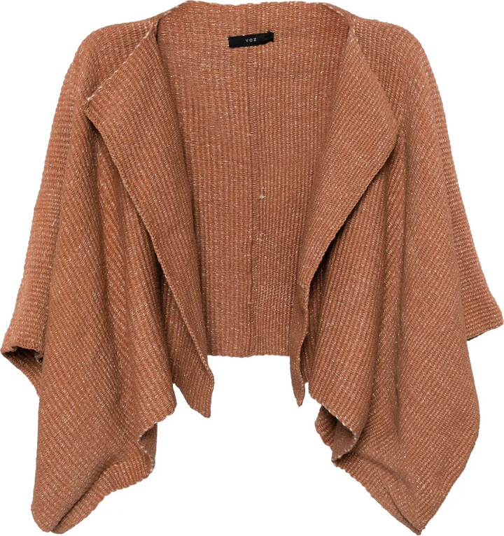 Voz Asymmetric Lurex Cape ShopStyle Knitwear
