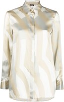 Stripe-Pattern Long-Sleeve Silk Shirt 