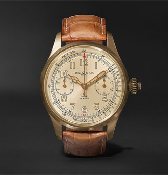 Montblanc 1858 Chronograph Tachymeter Limited Edition 100 44mm Bronze And Alligator Watch, Ref. No. 116243