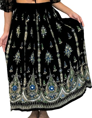 Doorwaytofashion Boho Maxi Skirt Gypsy Rayon//Viscose Embroidered Full Flare