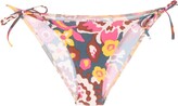 Kaki floral-print bikini bottoms 