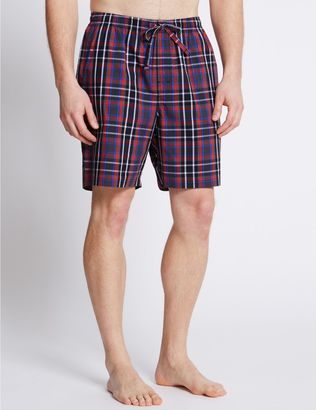 Marks and Spencer Pure Cotton Checked Pyjama Shorts Set