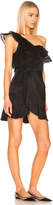 Thumbnail for your product : Self-Portrait One Shoulder Frilled Dress in Black | FWRD