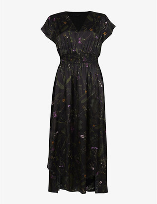 AllSaints Lelia Heligan floral-print woven midi dress