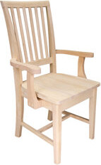 Rosalind Wheeler Forestburgh Solid Wood Slat Back Arm Chair in Unfinished