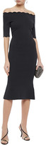 Thumbnail for your product : Rachel Gilbert Coco Off-the-shoulder Fluted Scalloped Stretch-knit Dress