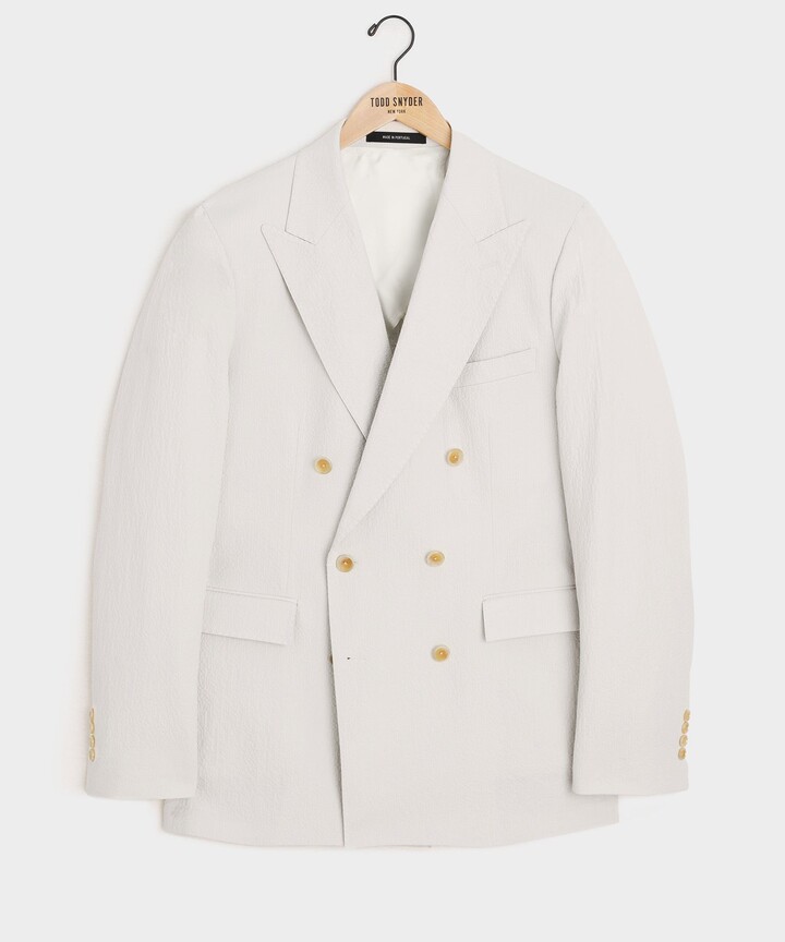 Italian Seersucker Double-Breasted Suit Jacket