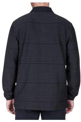 Haggar Long-Sleeve Jacquard Polo Plaid Shirt