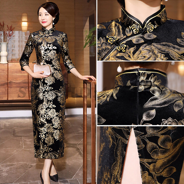 eastical Autumn Winter Velvet Cheongsam Women & apos;s Sexy Slim Split Qipao New Chinese Style Improved Vintage Dress Big Size 3XL 4XL Vestidos