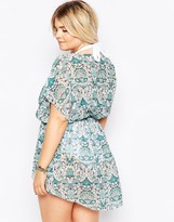 Thumbnail for your product : ASOS CURVE Wrap Front Chiffon Caftan In Floral Print