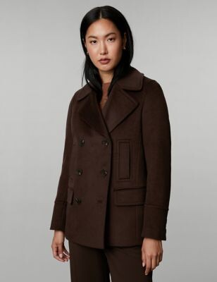 Jaeger Pure Wool Double Breasted Pea Coat - ShopStyle