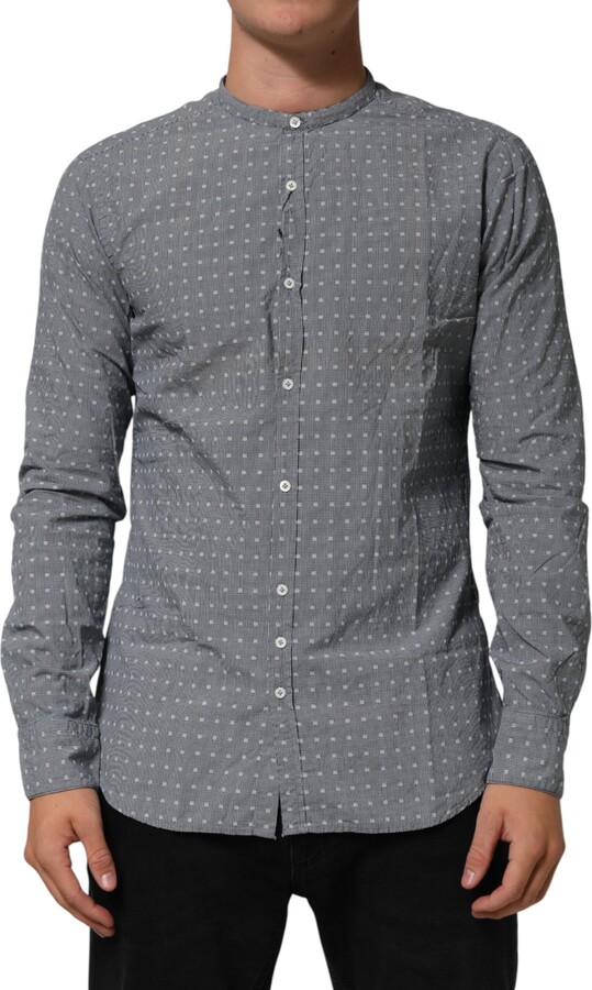 Aglini Polka Dot Cotton Button Down Long Sleeves Men's Shirt