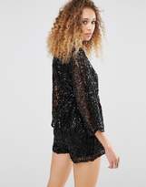 Thumbnail for your product : Motel Erin Romper In Tinsel Lace