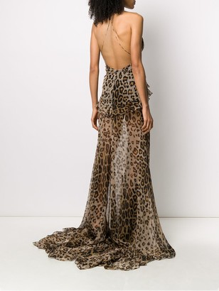 Etro Leopard Print Sheer Maxi Dress