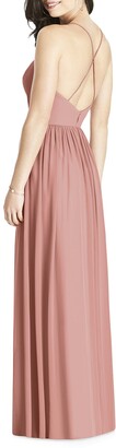 Dessy Collection V-Neck Crossback Lux Chiffon Gown