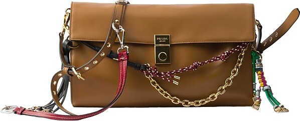 Prada Soft Sound Large Leather Shoulder Bag with Charms