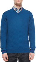 Thumbnail for your product : Robert Graham Bagley Textured V-Neck Sweater, Teal