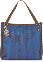 Thumbnail for your product : Moschino Borsa Metallic Woven PVC Tote Bag, Blue/Taupe