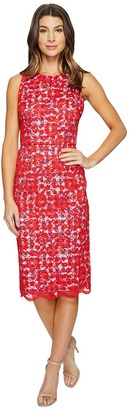 Maggy London Rose Bloom Lace Sheath Dress with Gingham Women's Dress