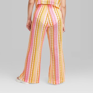 Wild Fable Women's High-Rise Crochet Knit Flare Pants Cool Multi Striped  XXS - ShopStyle