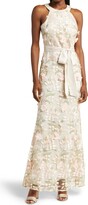 Thumbnail for your product : Eliza J Floral 3D Embroidered Halter Neck Gown