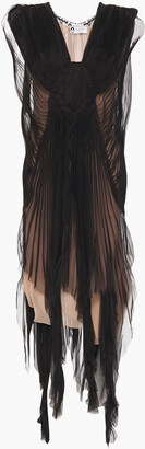 Lanvin Asymmetric draped plissé silk-organza dress - Black - FR 36